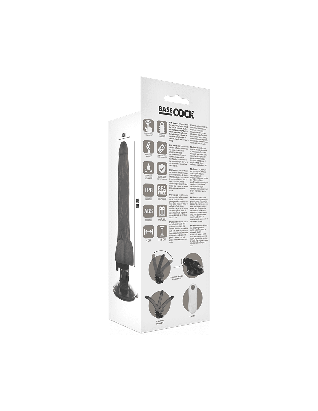 Vibrateur Réaliste BASECOCK Avec Télécommande – Noir, 21 Cm De Long, 4 Cm De Large – Neuf Sous Blister